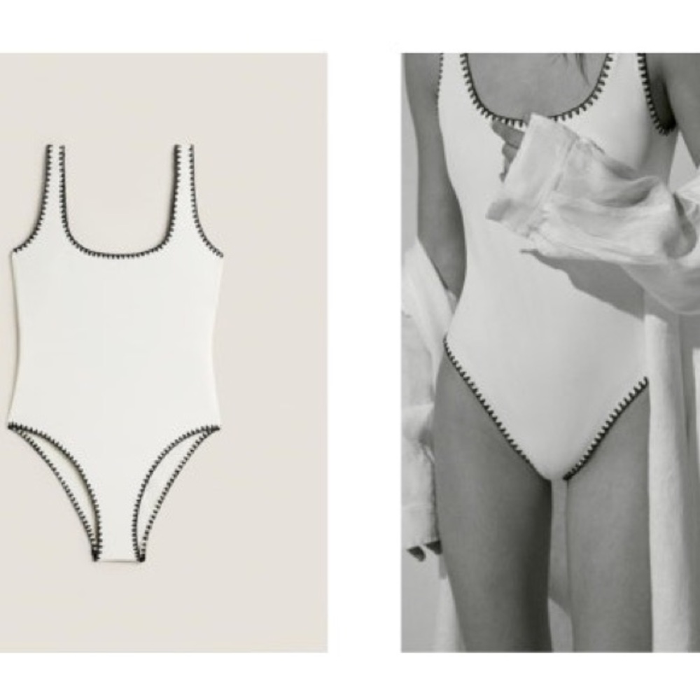 ZARA bathing suit -White Swimsuit with Black Trim